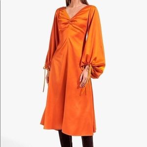 STAUD Sofia Satin Dress in Rust
